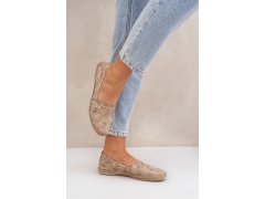 Elegantní velurové espadrilky s květinami dámské béžové zazoo 10177 4