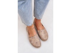 Elegantní velurové espadrilky s květinami dámské béžové zazoo 10177 5