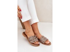 Zazoo 40381 dámské kožené pantofle na plochém podpatku Taupe 5