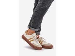 Zazoo n1068s6 kožené nízké sneakersy dámské na platformě Béžové 1