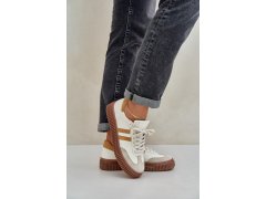 Zazoo n1068s6 kožené nízké sneakersy dámské na platformě Béžové 2