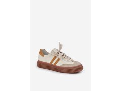 Zazoo n1068s6 kožené nízké sneakersy dámské na platformě Béžové 3