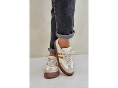 Zazoo n1068s6 kožené nízké sneakersy dámské na platformě Béžové 4