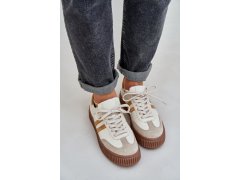 Zazoo n1068s6 kožené nízké sneakersy dámské na platformě Béžové 5