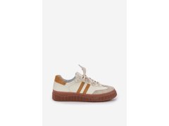 Zazoo n1068s6 kožené nízké sneakersy dámské na platformě Béžové 7
