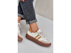 Zazoo n1068s6 kožené nízké sneakersy dámské na platformě Béžové 8