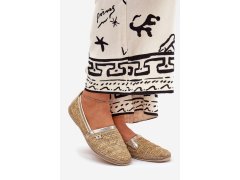 Elegantní kožené espadrilky s pletením béžovo-zlaté zazoo 10178 1