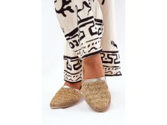 Elegantní kožené espadrilky s pletením béžovo-zlaté zazoo 10178 2
