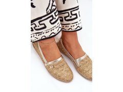 Elegantní kožené espadrilky s pletením béžovo-zlaté zazoo 10178 4