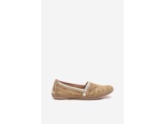 Elegantní kožené espadrilky s pletením béžovo-zlaté zazoo 10178 6