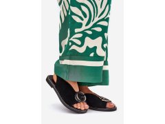 Elegantní dámské sandály s&nbsp;zlatou ozdobou na plochém podpatku černé s.barski KV27-053 2