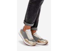 Kožené sportovní boty sneakers dámské d&a lr51-847 Zlaté 1