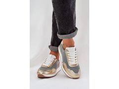 Kožené sportovní boty sneakers dámské d&a lr51-847 Zlaté 2