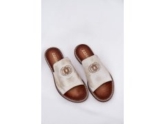 Elegantní dámské kožené pantofle s&nbsp;dekorací zazoo 3008 zlatý Opraný 6