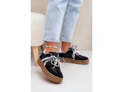 Dámské sneakersy na platformě s&nbsp;ozdobami černé Vinness 1