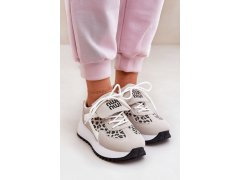 Sportovní boty sneakers dámské na platformě panterka bílo-bežové Pumbes 4