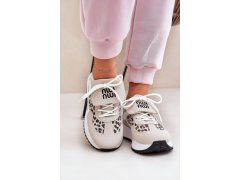 Sportovní boty sneakers dámské na platformě panterka bílo-bežové Pumbes 5