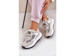Sportovní boty sneakers dámské na platformě panterka bílo-bežové Pumbes 6