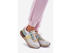 Dámské semišové sneakersy big star rr274244 hi-poly system Šedo-Žluté 1