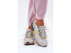 Dámské semišové sneakersy big star rr274244 hi-poly system Šedo-Žluté 2