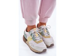 Dámské semišové sneakersy big star rr274244 hi-poly system Šedo-Žluté 4