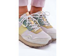 Dámské semišové sneakersy big star rr274244 hi-poly system Šedo-Žluté 5