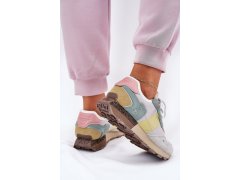 Dámské semišové sneakersy big star rr274244 hi-poly system Šedo-Žluté 6