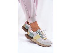 Dámské semišové sneakersy big star rr274244 hi-poly system Šedo-Žluté 8