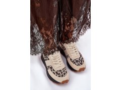 Zamšové dámské sneakersy na platformě panther vinceza 66793 Béžové 2