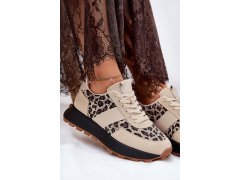 Zamšové dámské sneakersy na platformě panther vinceza 66793 Béžové 4