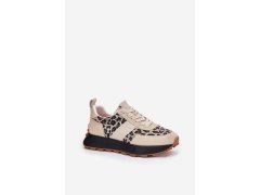 Zamšové dámské sneakersy na platformě panther vinceza 66793 Béžové 5