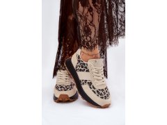 Zamšové dámské sneakersy na platformě panther vinceza 66793 Béžové 8