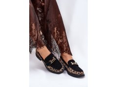 Semišové dámské mokasíny panteřové černé vinceza 66791 5