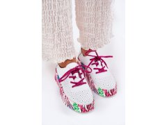 Dámské kožené sneakersy na vzorované platformě vinceza 88017 Bílé 4