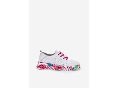 Dámské kožené sneakersy na vzorované platformě vinceza 88017 Bílé 7