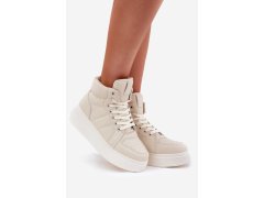 Vysoké dámské sneakers na platformě béžové Tillive 1