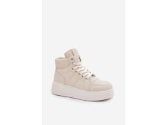 Vysoké dámské sneakers na platformě béžové Tillive 3