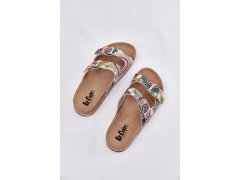 Vzorované dámské pantofle na korkové platformě s&nbsp;přezkami lee cooper lcw-25-35-3483l Multikolor 8