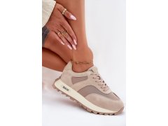 Semišové sneakersy na platformě dámské big star rr274897 hi-poly system Béžové 6