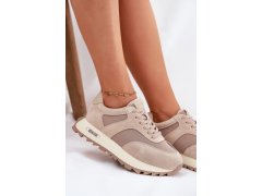 Semišové sneakersy na platformě dámské big star rr274897 hi-poly system Béžové 7