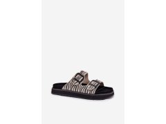Semišové dámské pantofle s přezkami d.franklin dfsh405002 Zebra 2