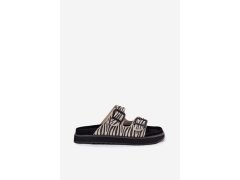 Semišové dámské pantofle s přezkami d.franklin dfsh405002 Zebra 3