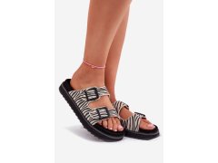 Semišové dámské pantofle s přezkami d.franklin dfsh405002 Zebra 4