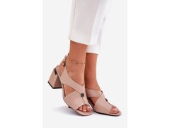 Elegantní dámské sandály na podpatku vinceza 62238 Béžové 2