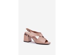 Elegantní dámské sandály na podpatku vinceza 62238 Béžové 3