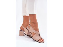 Elegantní dámské sandály na podpatku vinceza 62238 Béžové 4