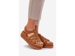 Dámské sandály na platformě eko semišové camel Filisenia 1