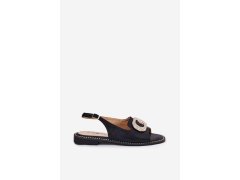 Dámské sandály s dekorativním detailem černé s.barski KV51-081 7