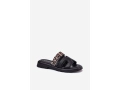 Kožené dámské sandály s páskem leopard vinceza 66769 Černé 3