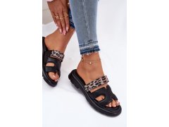 Kožené dámské sandály s páskem leopard vinceza 66769 Černé 6